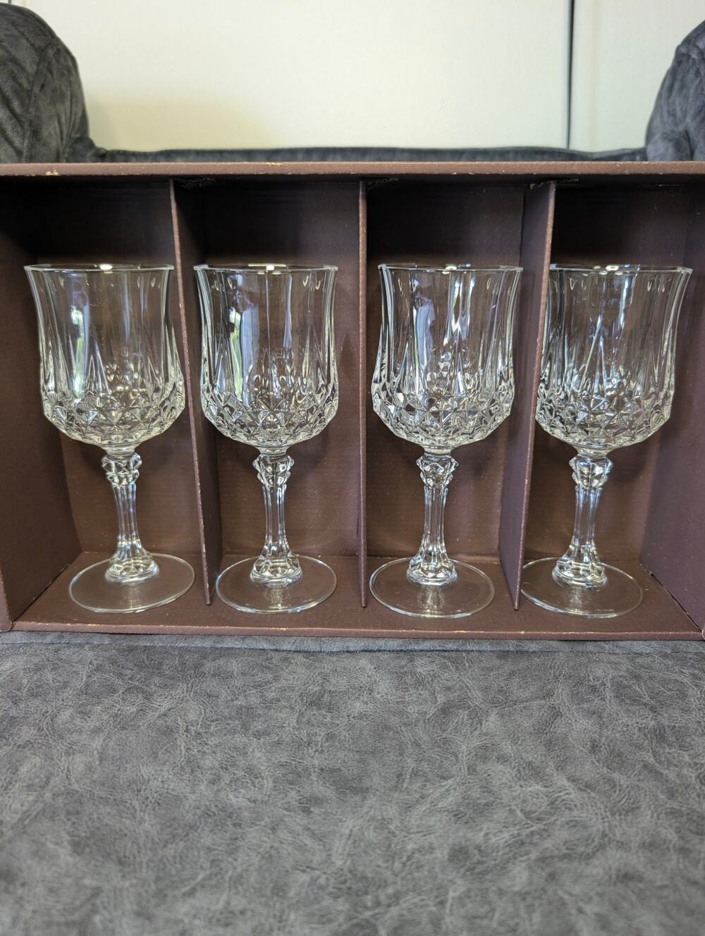 Longchamp Goblet Drinkware, Cristal d'Arque, 4Ct Crystal Long Stem Wine Glasses